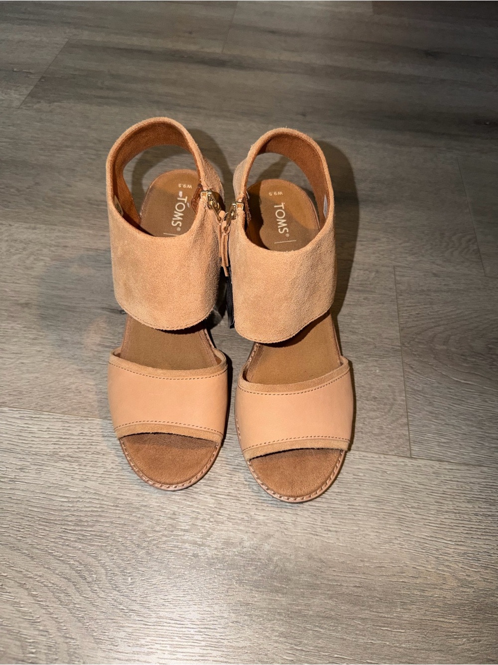 TOMS Women’s Tan Suede & Leather Majorca Block Heel Sandals